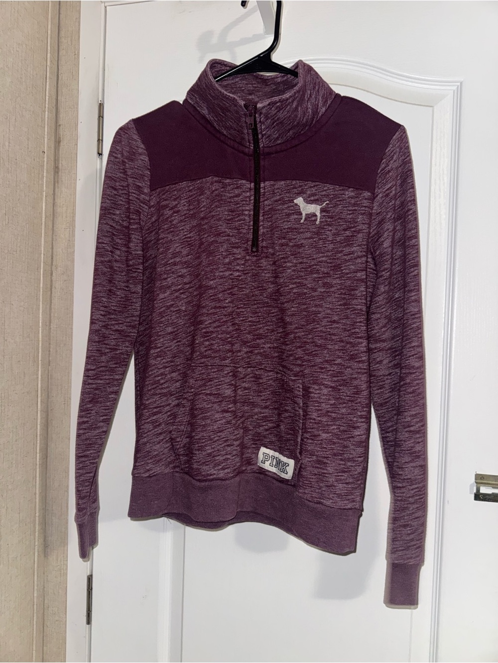 PINK Victoria's Secret Marled Plum Quarter-Zip Pullover